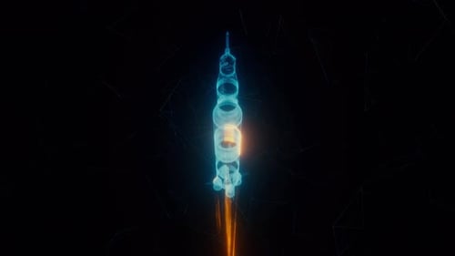 Futuristic Hologram Rocket Launch Animation