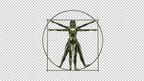 Vitruvian Woman - Gold Spinning - Transparent Loop