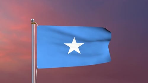 Waving Somalia Flag Animation Against a Cloudy Sky