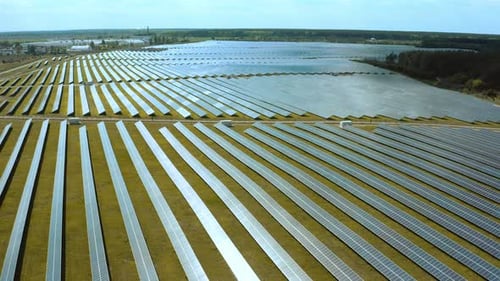 Top View of a Solar Power Station Renewable Energy Solar Panels