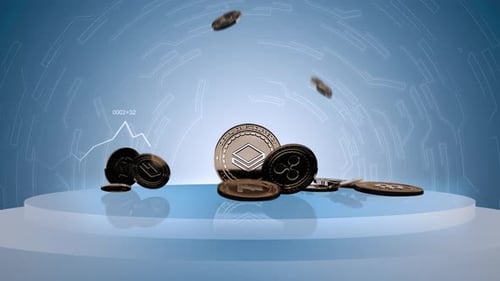 Futuristic Digital Currency Coins Drop for Financial Investment Background