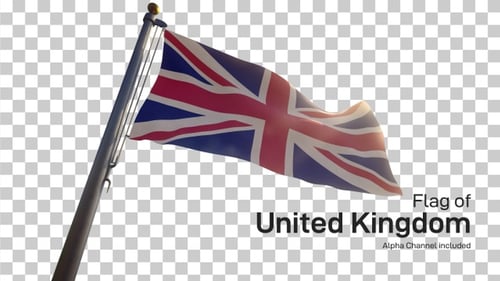 Seamless Looping Union Jack Flag Waving on Alpha Channel