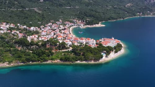 Makarska riviera, Croatia. Aerial view on the town and sea.