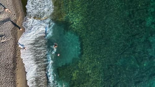 People swimming in the sea aerial view Turkey Alanya 4 K