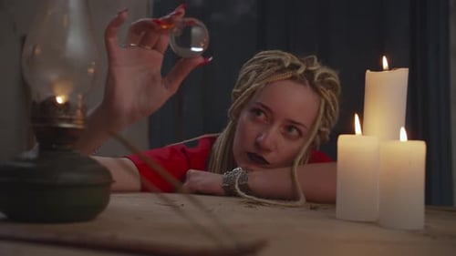 Psychic Scrying Vision of Future with Crystal Ball