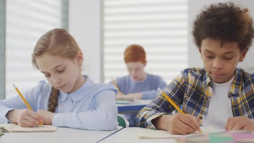 African-American Pupil Coping down Difficult Task