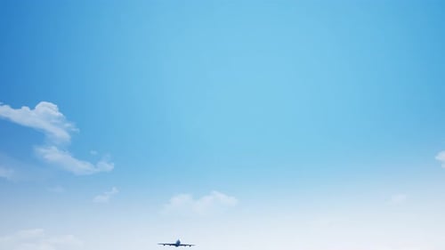 Realistic Airplane Take Off Against Blue Sky