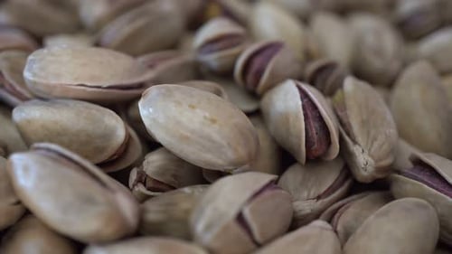 Pile of Pistachios in Shells Macro Shot