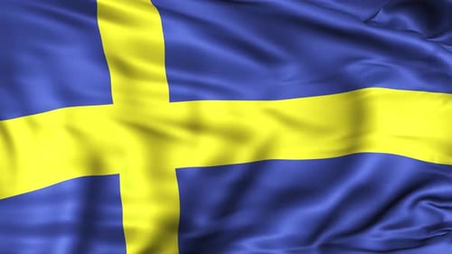 Realistic Seamless Loop of Sweden Flag Waving