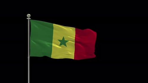 Die Animation zum Looping eines kleinen Flaggenmastes von Senegal beinhaltet auch den Alpha-Kanal