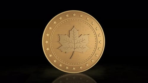Maple Leaf canadian golden coin 3d