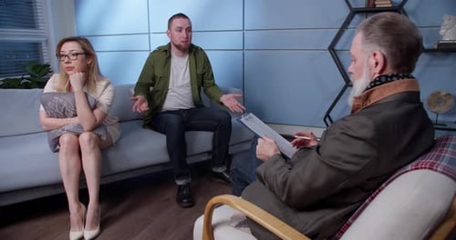 A Married Young Couple for a Consultation with a Psychotherapist