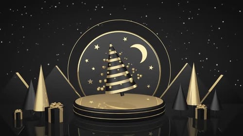 Christmas and New Year animated background 3D with Christmas trees on a seamless loop