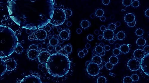 Animated Microscopic Virus and Bacteria Cells Background Loop