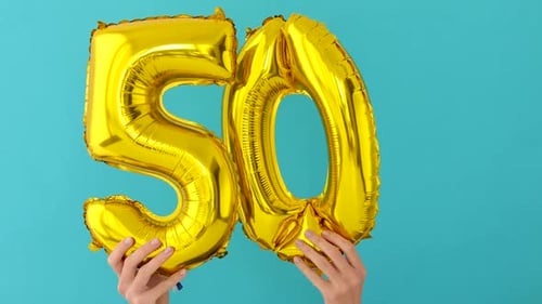 Gold Number Balloons for 50th Birthday or Anniversary