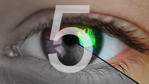 Augennahaufnahme und Countdown