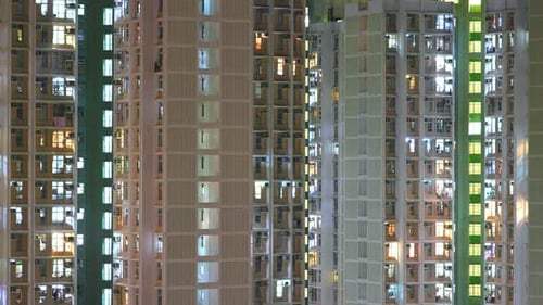 Timelapse of building facade at night