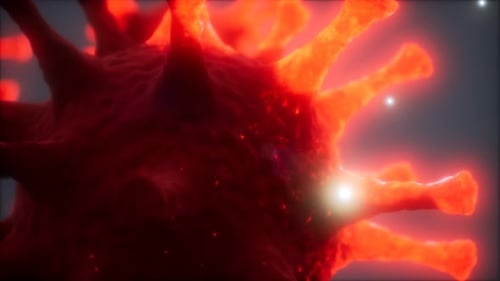 Red Glowing Microscopic Virus Cell Animation
