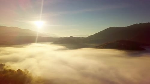A Wonderful Feeling of a Moving Cloud on a Mountain After Rain
