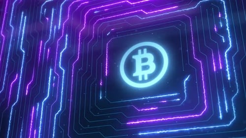 Futuristic Bitcoin Digital Circuit Board Animation Loop