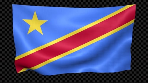 Waving Flag of Democratic Republic of Congo with Alpha