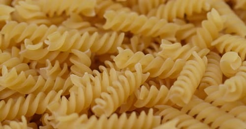 Dry uncooked fusilli close up