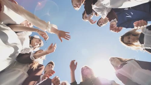 College Students Alumni Teamwork Stacking Hand Concept