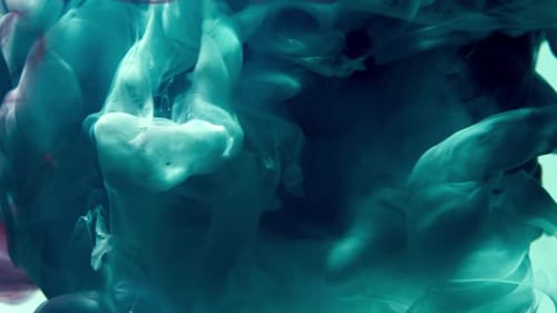Blue Ink Water Explosion. Watercolor Ink in Water