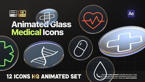 Medical Glass Icons Pack