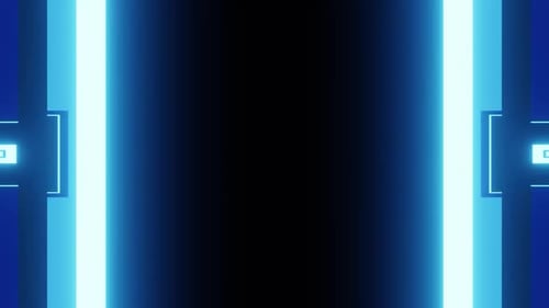 Blue Neon Lines Lights On Black Background VJ Loop HD
