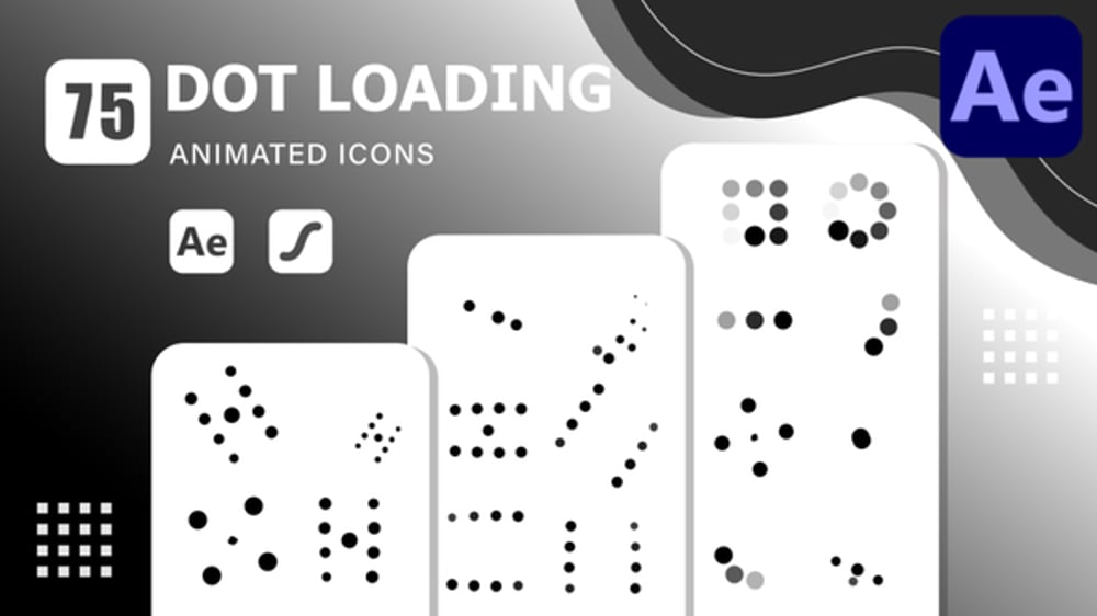 Animated Dot Loading Icons and Progress Indicators Pack, Elements ft ...