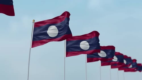 Laos Row Of Flags
