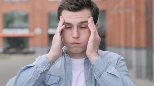 Headache, Uncomfortable Stressed Young Man
