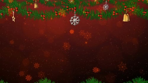 Animated Christmas Garland Background Loop with Falling Snowflakes