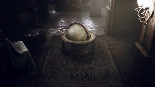 Vintage Dusty Study Room with Animated Rotating Globe