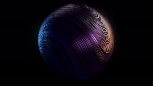 Beautiful sphere with many bended neon stripes