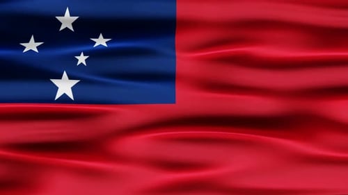 Ondeando la bandera de Samoa