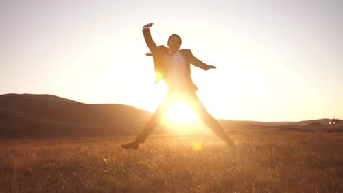 Cheerful Businessman Jumping