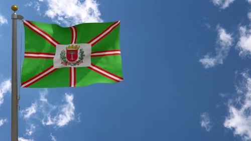 Curitiba City Flag (Brazil) On Flagpole