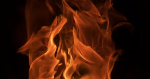 Flames in a pellet stove, Slow motion 4K