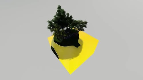 Océano amarillo isométrico junto a la casa cerca del bosque