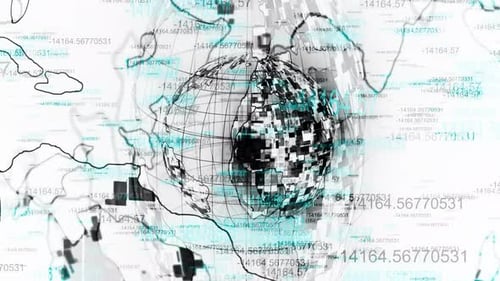 Schwarzweiß-Kodierungspartikel Digitaler Planet Erde