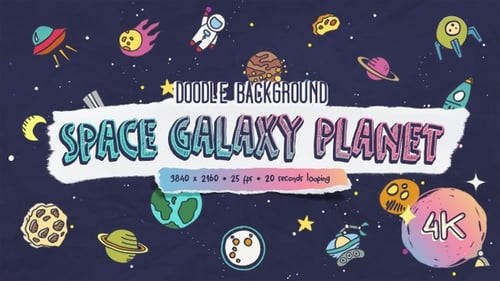 Doodle Background - Space Galaxy Planet