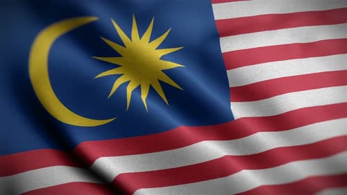 Realistic Malaysia National Flag Waving Animation Loop