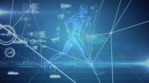 Network connected points with digital man running