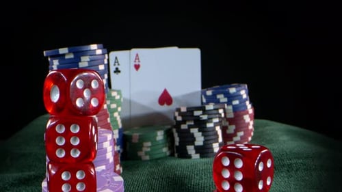 Poker Chips, Dice and Playing Cards