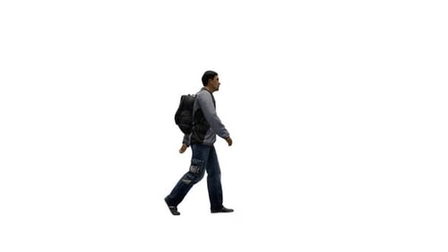 Male College Student Walking with Backpack