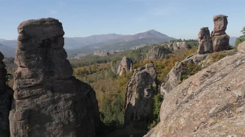 Slow tilt on sandstone rocks near Bulgarian town of Belogradchik 4K 2160p 30fps UltraHD footage - T