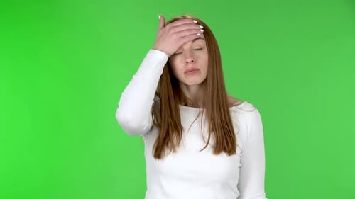 Startled Woman Reaction in Studio, Green Screen