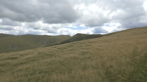 Dried hills on cloudy day